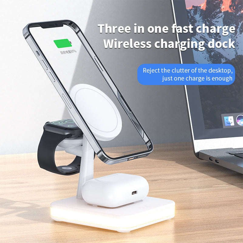 4-in-1 Magnetic Wireless Charger Stand - Fast Charging Dock Station