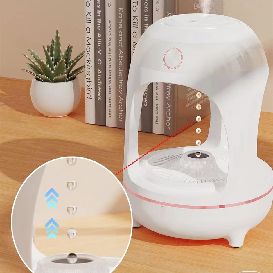 Anti-Gravity Levitating Water Drops Humidifier - LED Fountain Light