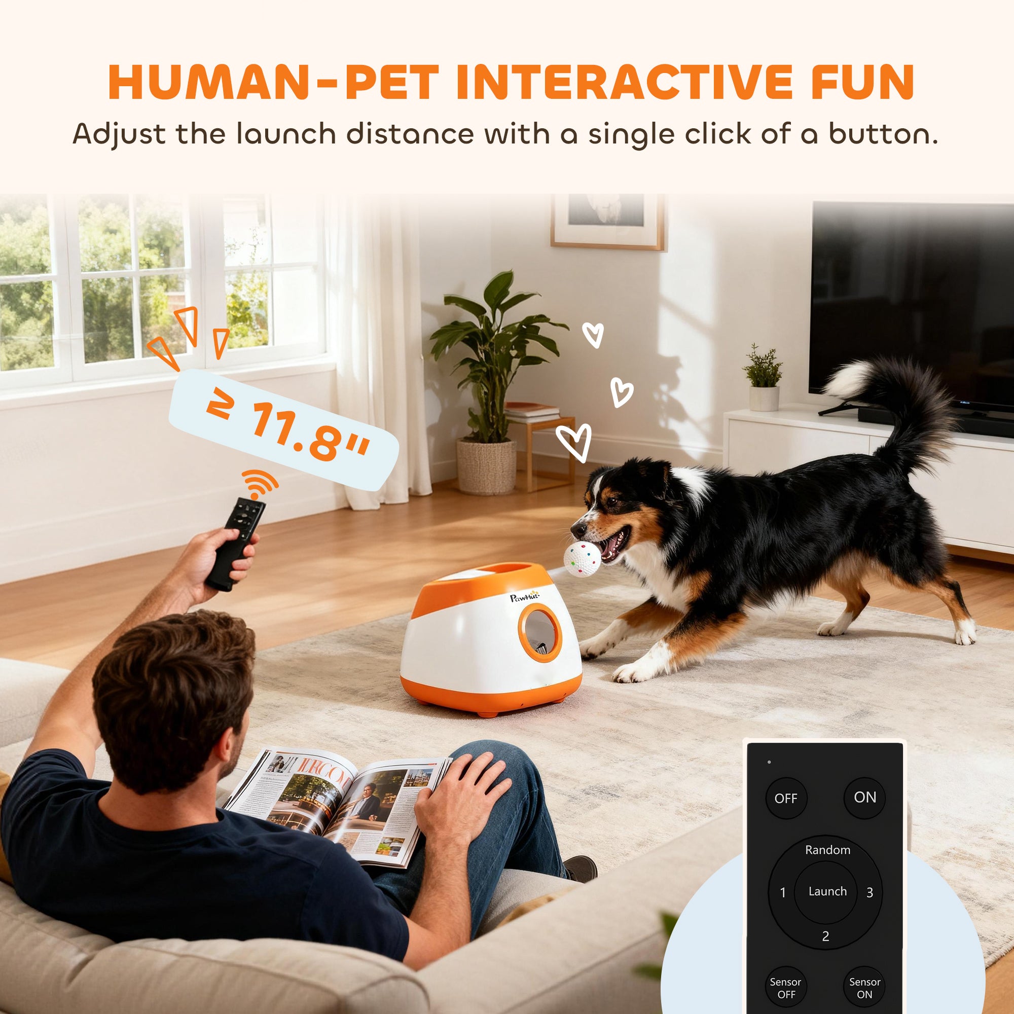 Automatic Dog Ball Launcher - Rechargeable Fetch Machine with Remote Control for Medium to Large Dogs