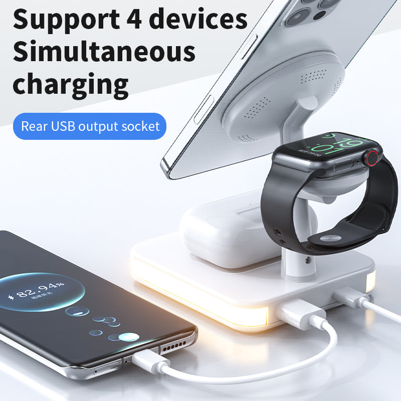 4-in-1 Magnetic Wireless Charger Stand - Fast Charging Dock Station