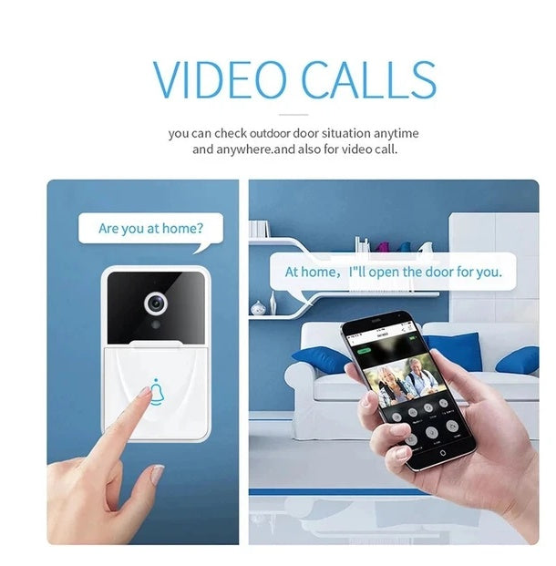 Wireless WiFi Smart Doorbell - Video Camera Intercom | 166° Wide Angle with Night Vision & Chime