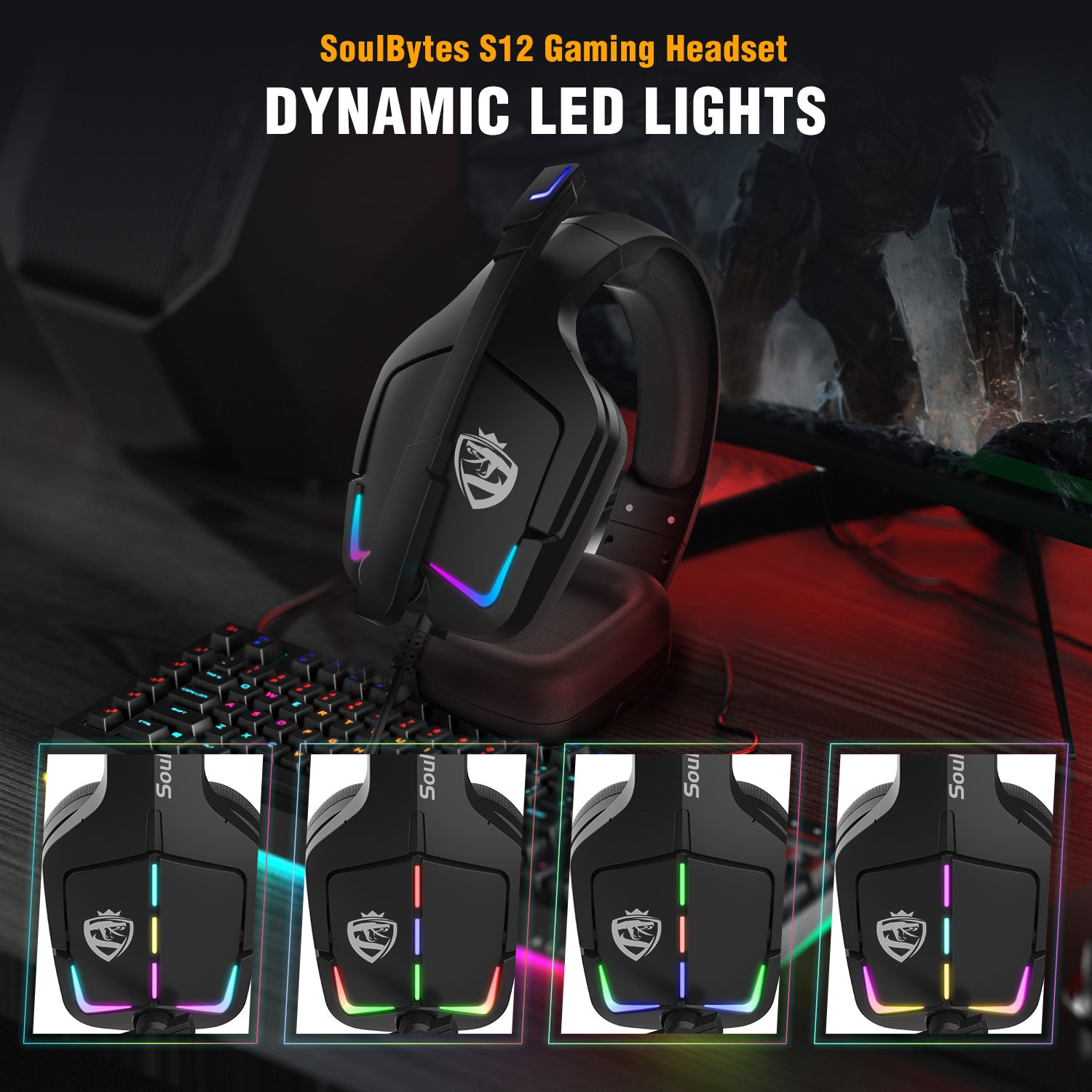RGB Gaming Headset - Wired PC PS4 Headphones with Microphone