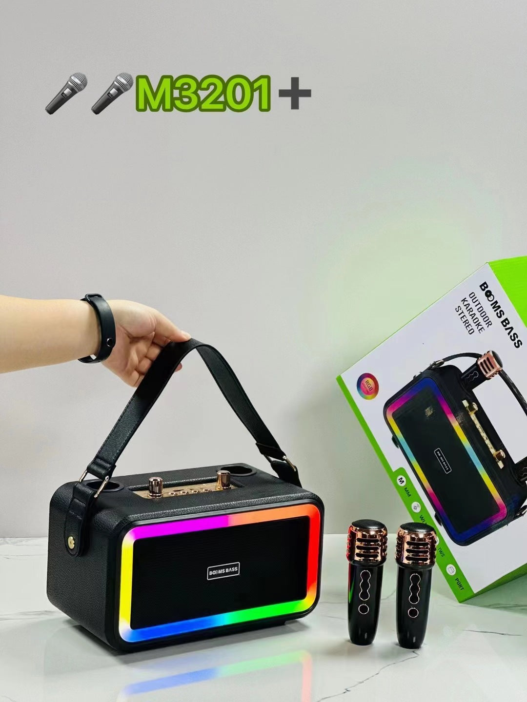 Karaoke Speaker System - Portable Bluetooth Speaker with Dual Microphones