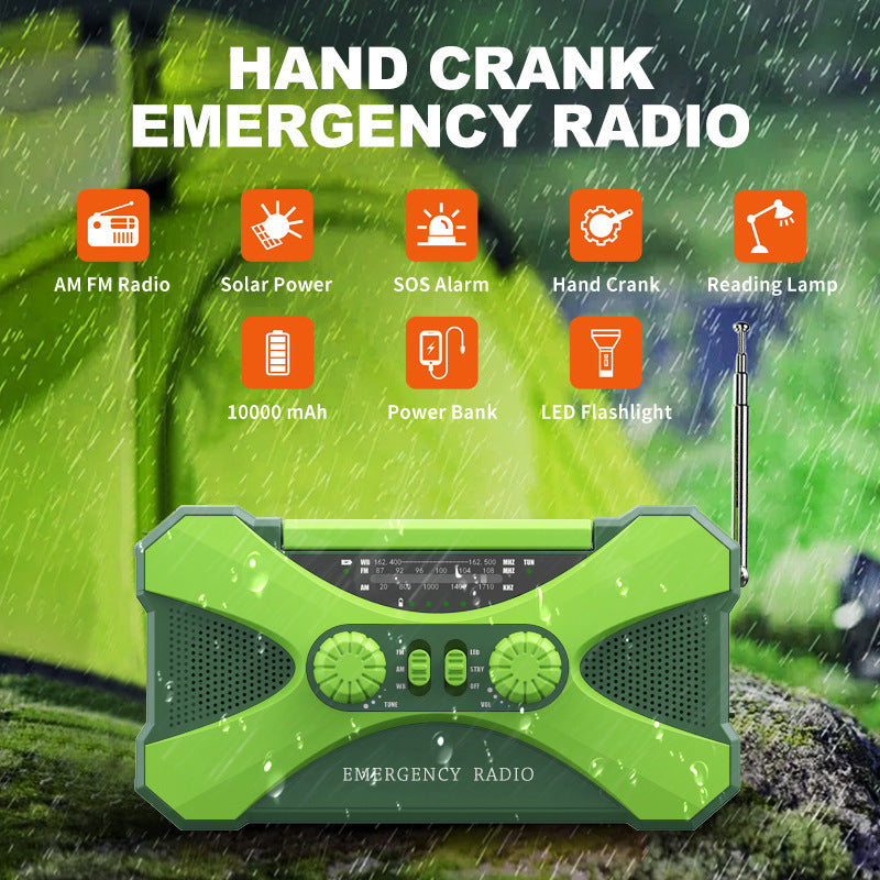 Emergency Radio Power Bank - 3-in-1 Solar Hand Crank AM/FM/NOAA