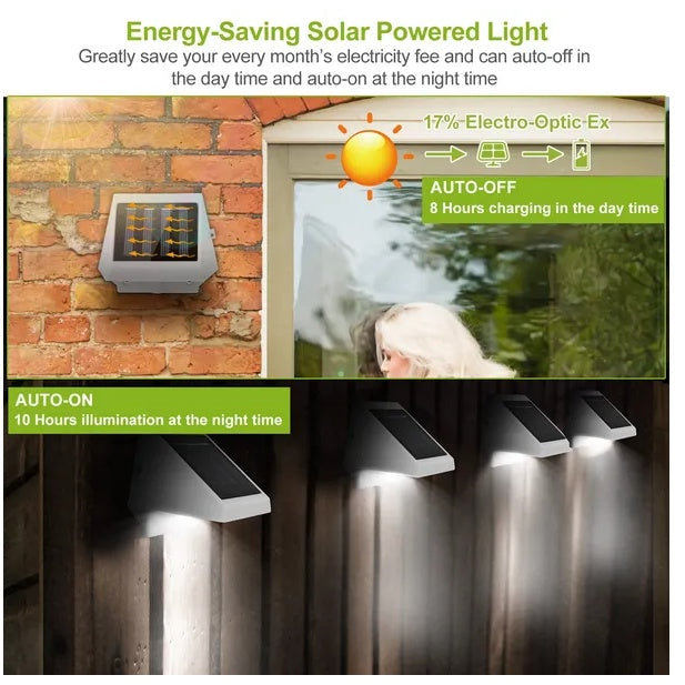 Solar Powered Stair Lights - LED Dusk-to-Dawn Waterproof Garden & Pathway Lights | 300 Lumens