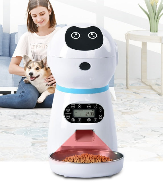 Automatic Pet Feeder with Voice Recording - 4 Meals Daily Timer with Infrared Sensor