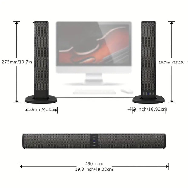 2-in-1 Soundbar - Bluetooth Home Theater Speaker System with Dual Speakers