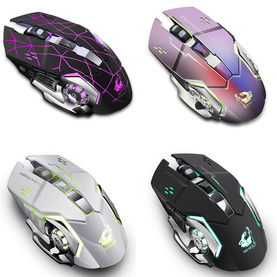 X8 Wireless Gaming Mouse - Rechargeable 2.4GHz RGB 7-Color Breathing Light 1800 DPI