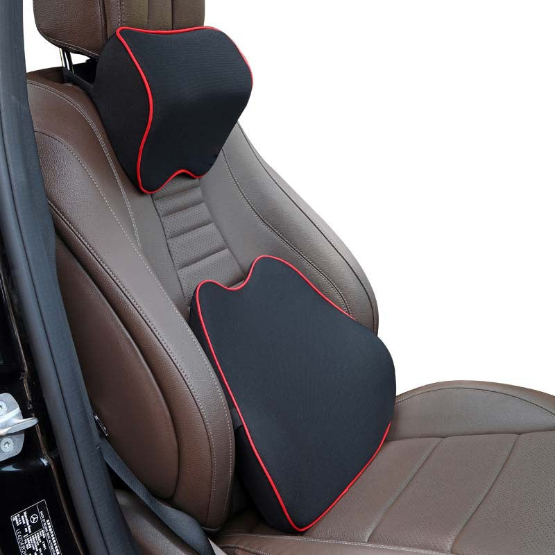 Car Headrest & Lumbar Support Set - Memory Foam Ergonomic Cushion