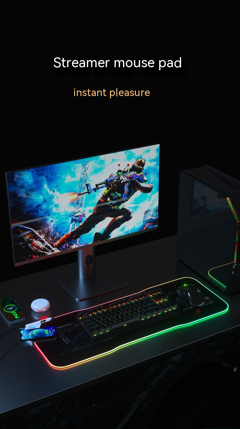 RGB Gaming Mouse Pad - Wireless Charging with USB Hub & LED Lights