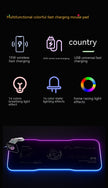 RGB Gaming Mouse Pad - Wireless Charging with USB Hub & LED Lights