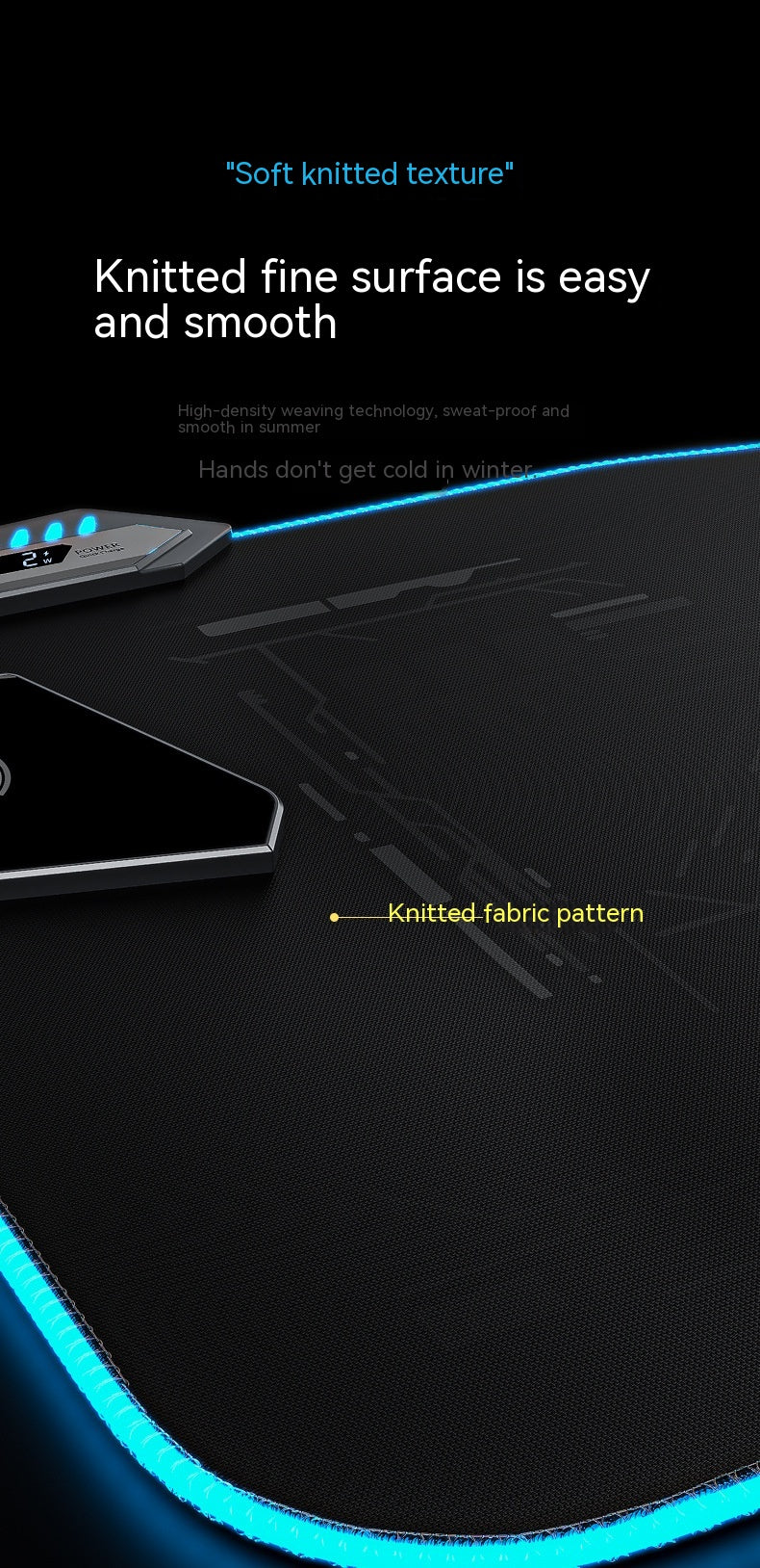 RGB Gaming Mouse Pad - Wireless Charging with USB Hub & LED Lights