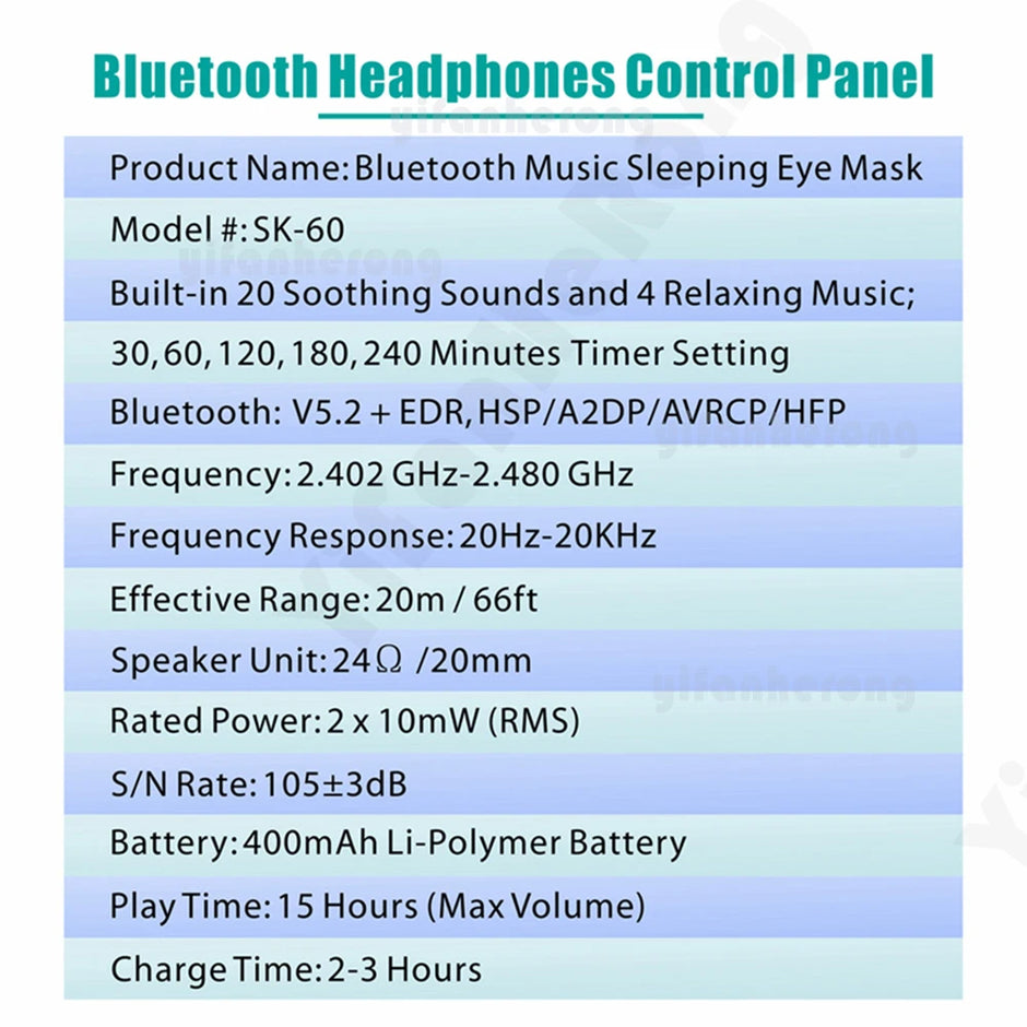 Bluetooth Sleep Mask - 3D Ice Silk with White Noise & Music