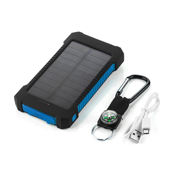 Solar Power Bank 8000mAh - Waterproof Outdoor Portable Charger