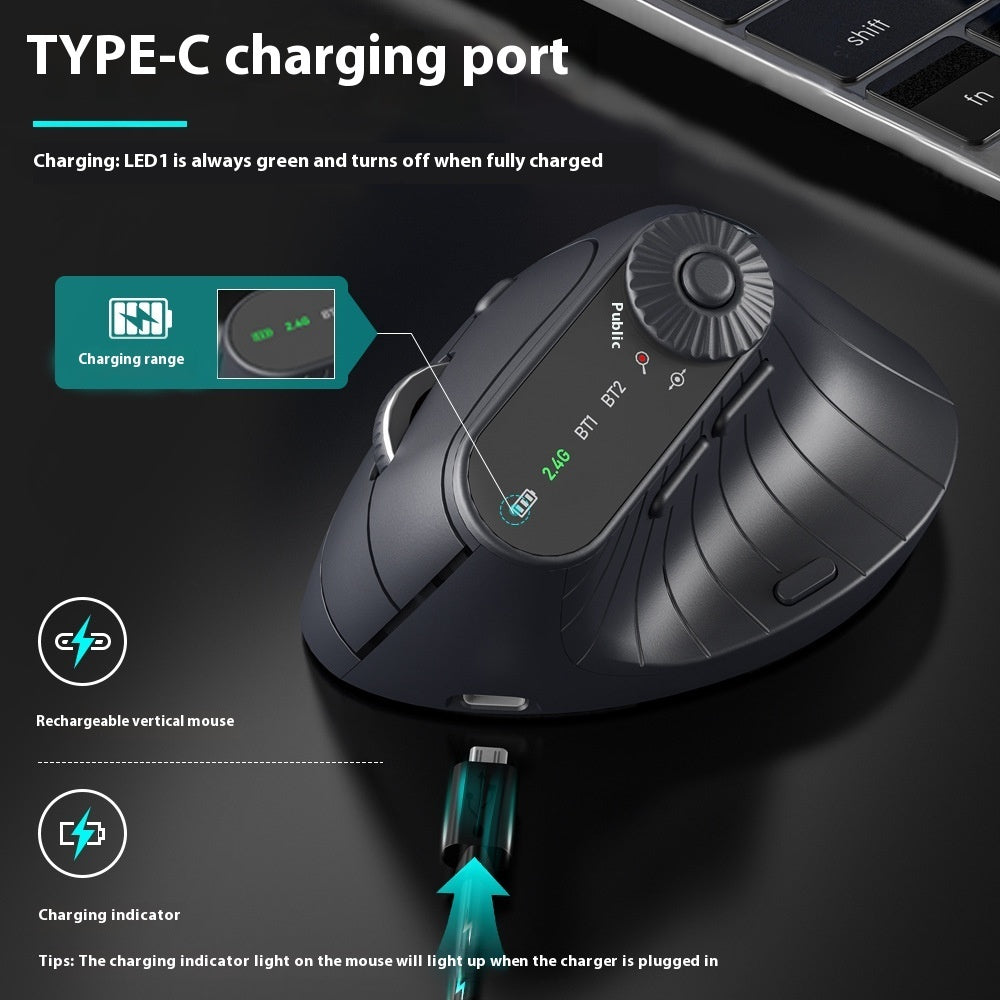 Ergonomic Vertical Mouse - Wireless Bluetooth Rechargeable