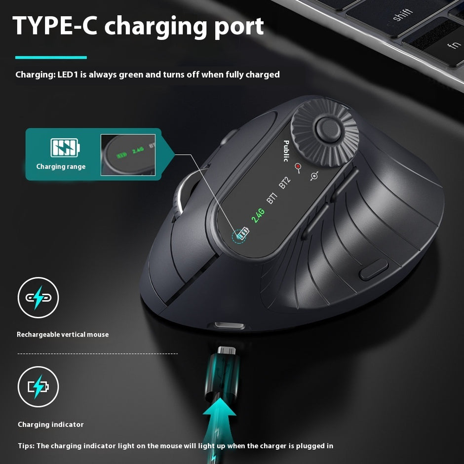 Ergonomic Vertical Mouse - Wireless Bluetooth Rechargeable