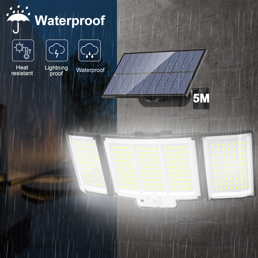 348 LED Solar Motion Sensor Lights Outdoor - 2500LM Waterproof Security Light with Remote | 3 Heads
