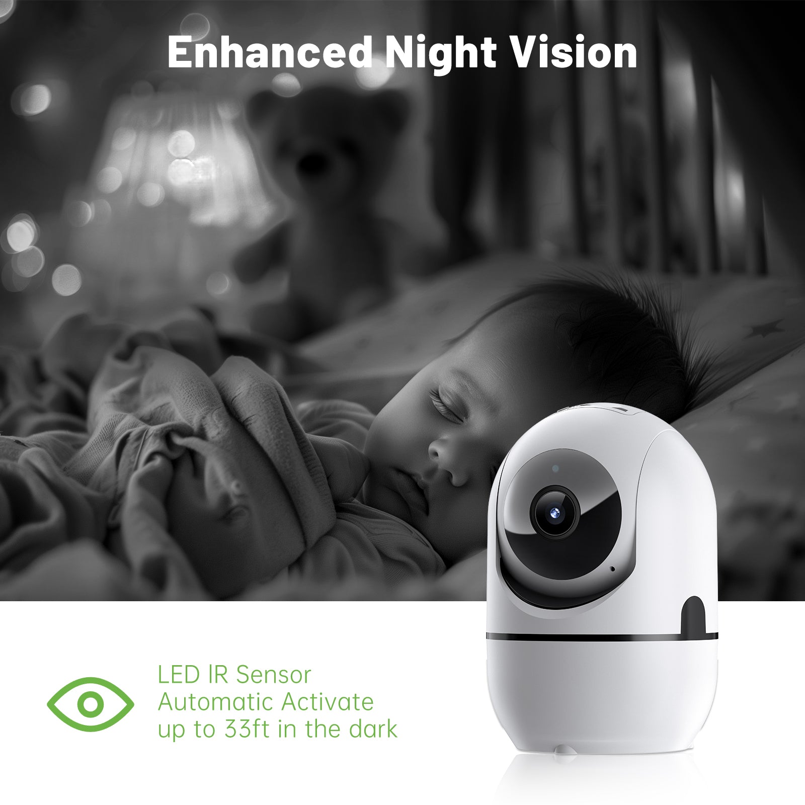 2-Way Video Call Camera - AI PTZ WiFi Security Camera | 350° Pan Night Vision Indoor