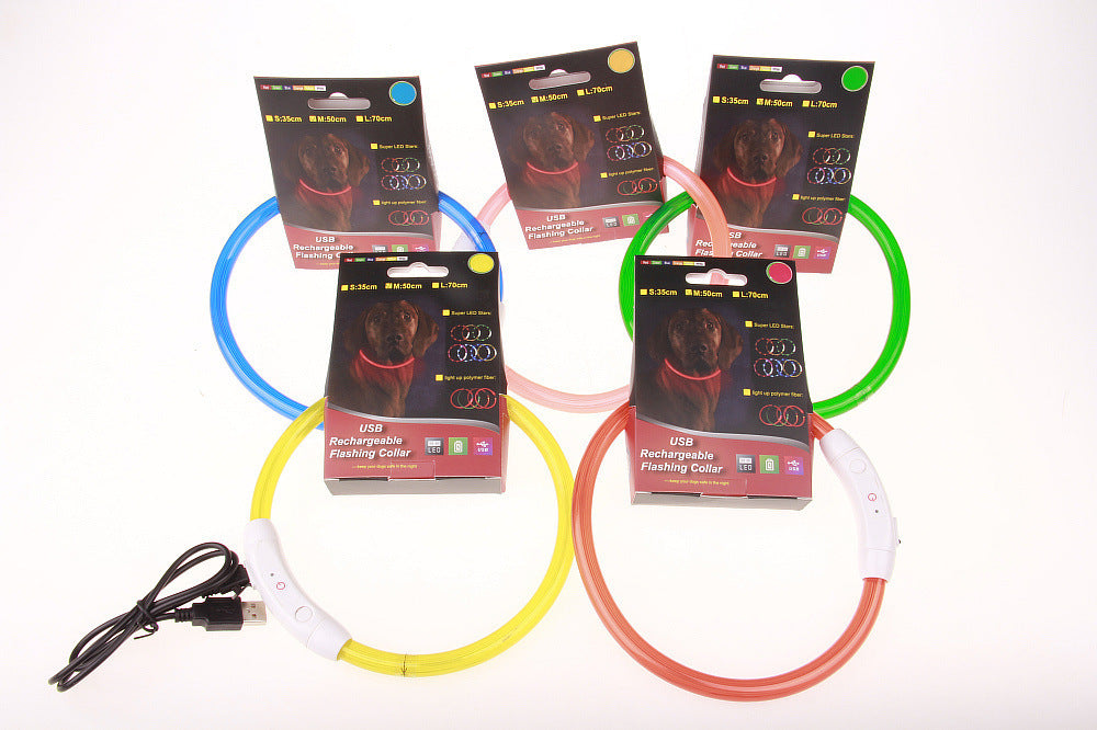 USB Rechargeable LED Dog Collar - Light Up Safety Collar with 3 Flash Modes for Night Walking