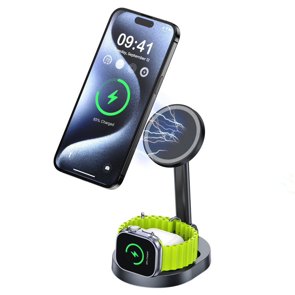 Magnetic 3-in-1 Wireless Charging Stand - iPhone, AirPods & Watch