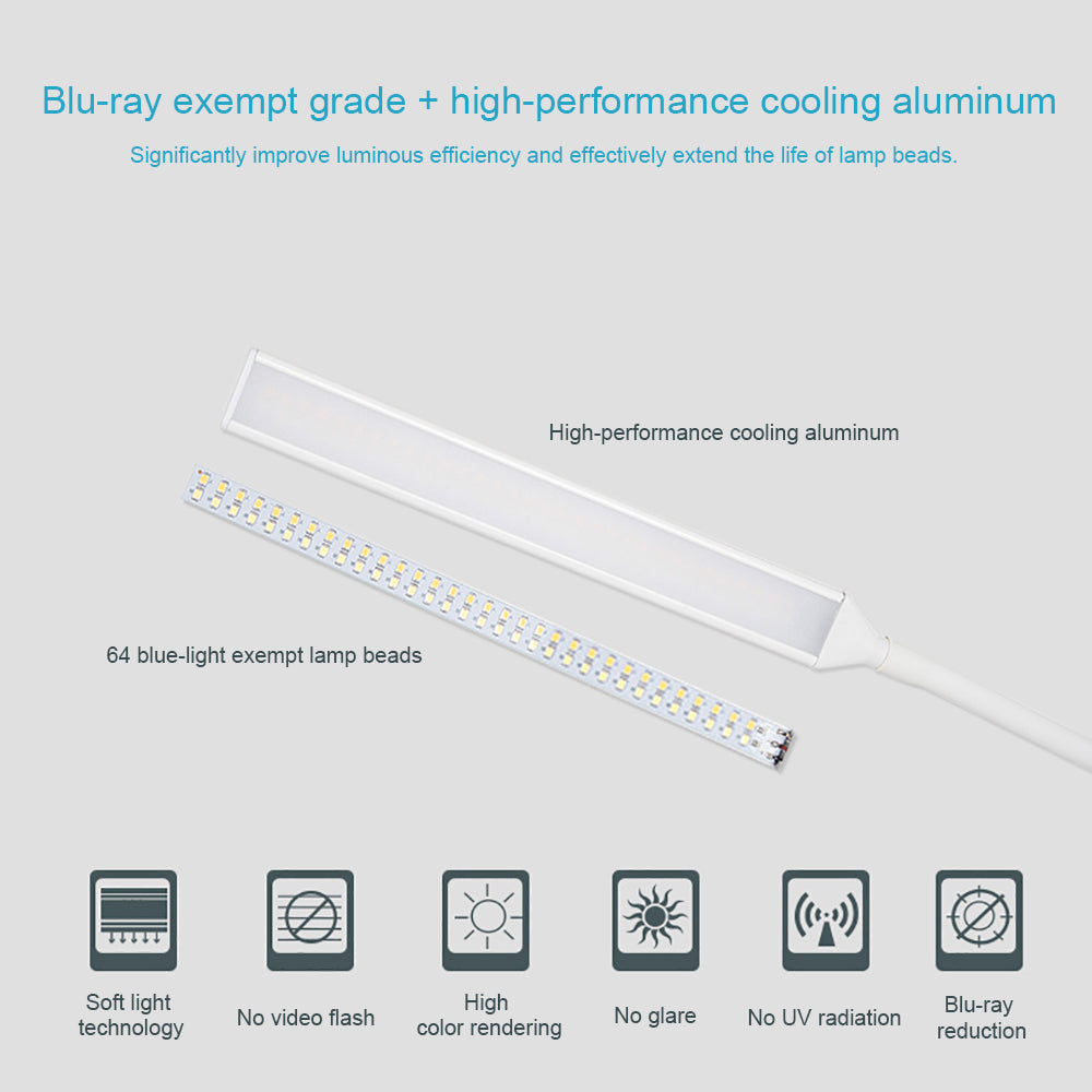 LED Clip Desk Lamp - Flexible Long Arm Reading Light with Touch Control