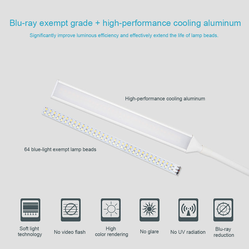 LED Clip Desk Lamp - Flexible Long Arm Reading Light with Touch Control