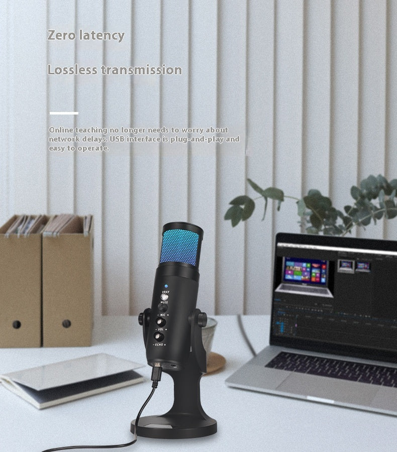 RGB USB Condenser Microphone - Gaming & Streaming Mic with LED
