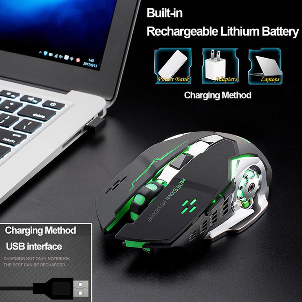X8 Wireless Gaming Mouse - Rechargeable 2.4GHz RGB 7-Color Breathing Light 1800 DPI