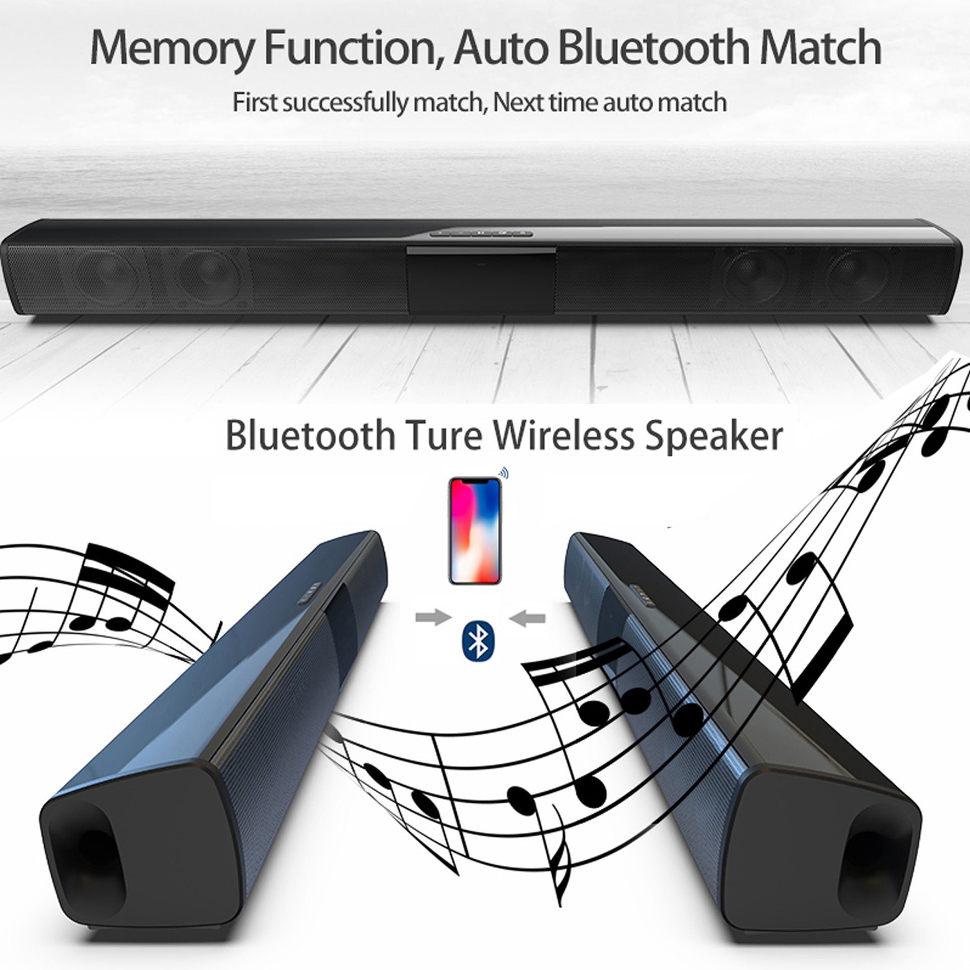 Home Theater Soundbar - Bluetooth Sound System with Remote Control