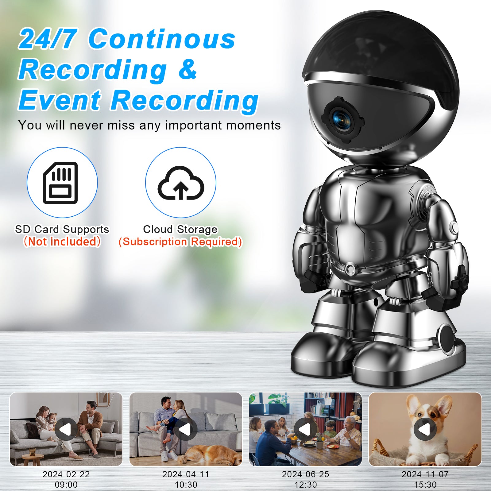 Smart Robot Camera 3MP WiFi - AI Auto-Tracking Security Camera | 350° Pan Baby Monitor