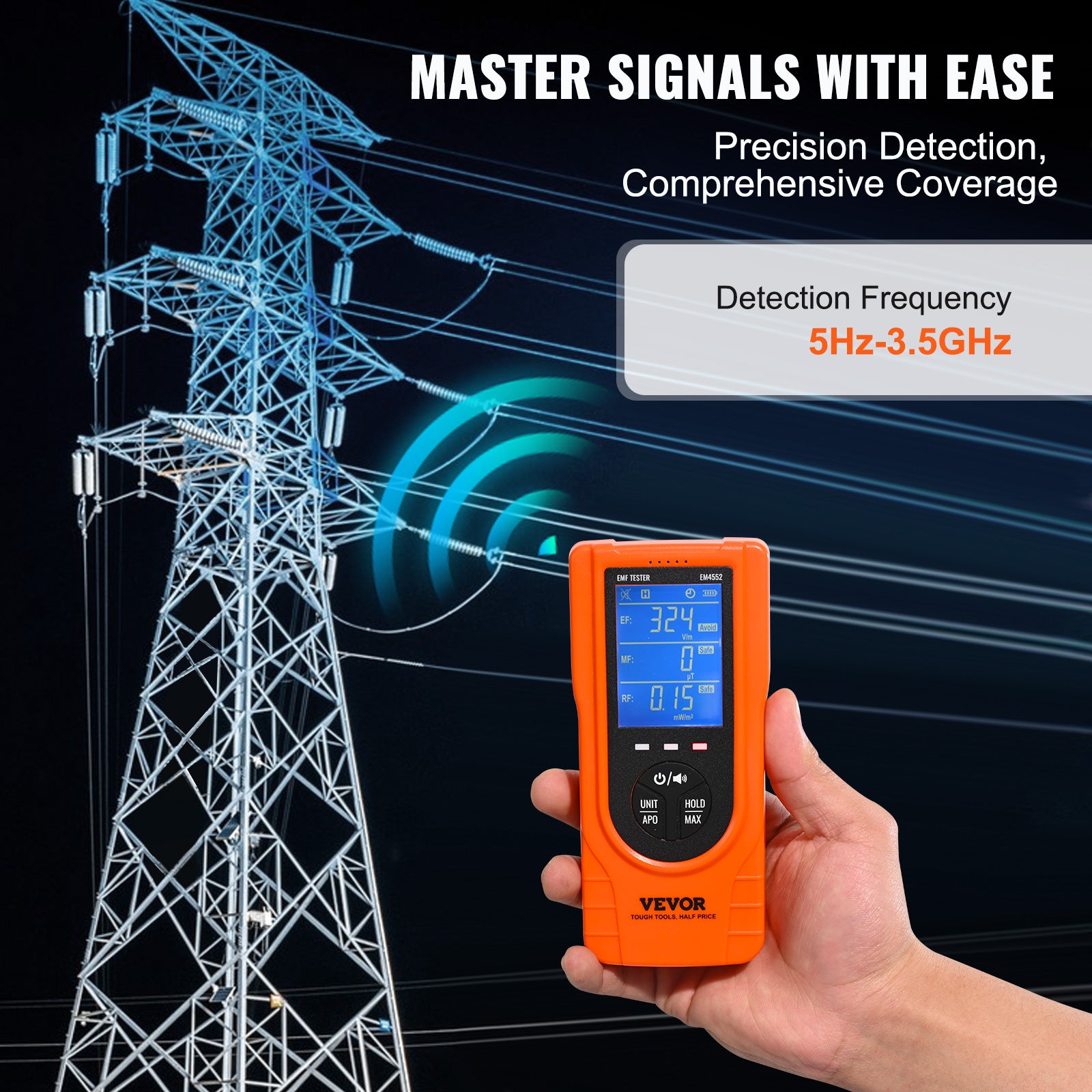EMF Meter 5Hz-3.5GHz - Rechargeable Electromagnetic Field Radiation Detector | Ghost Hunting Equipment