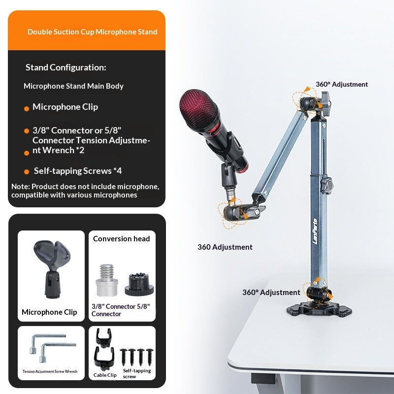 Heavy-Duty Microphone Boom Arm - Professional Suspension Stand