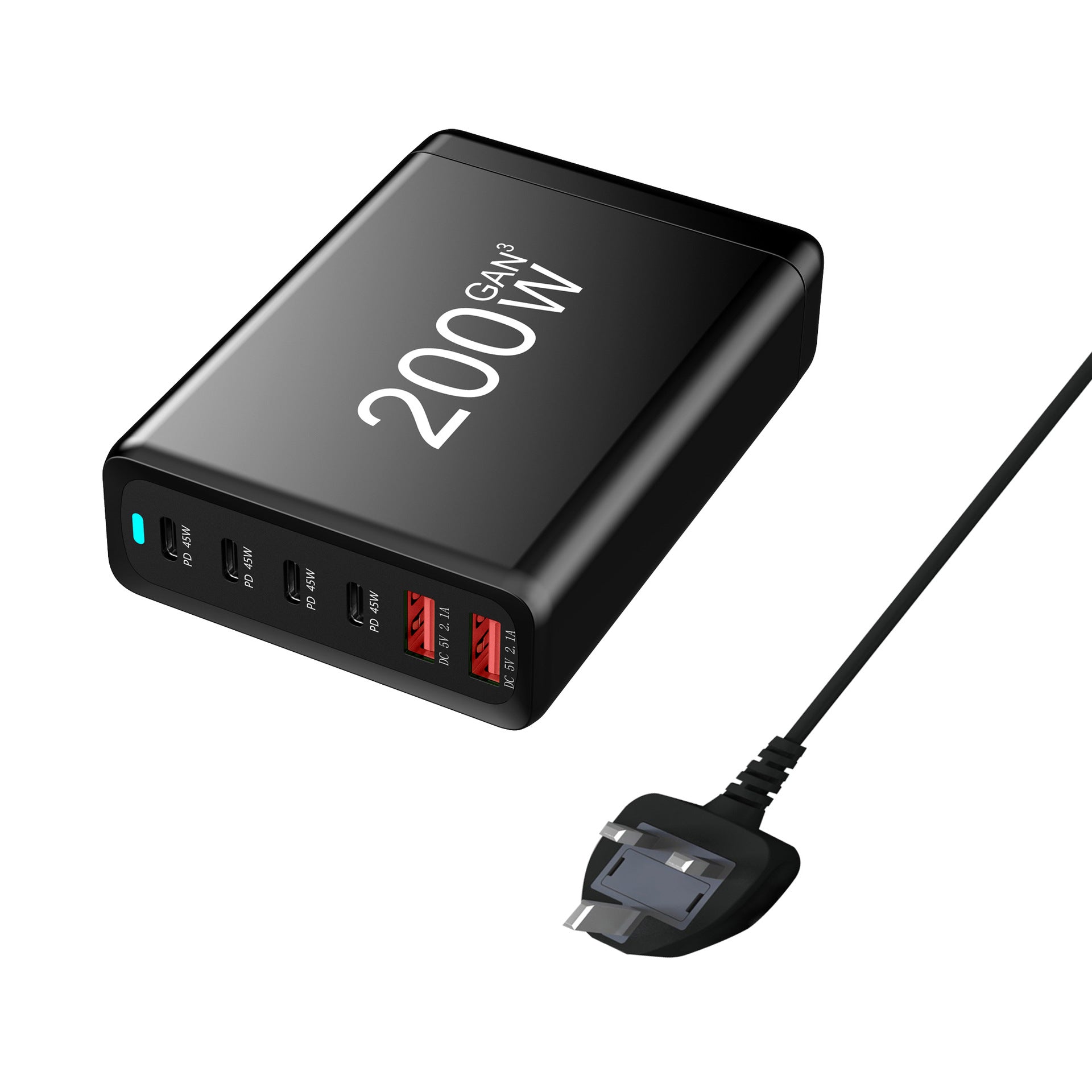200W GaN High Power Charger - Multi-Device Fast Charging Station