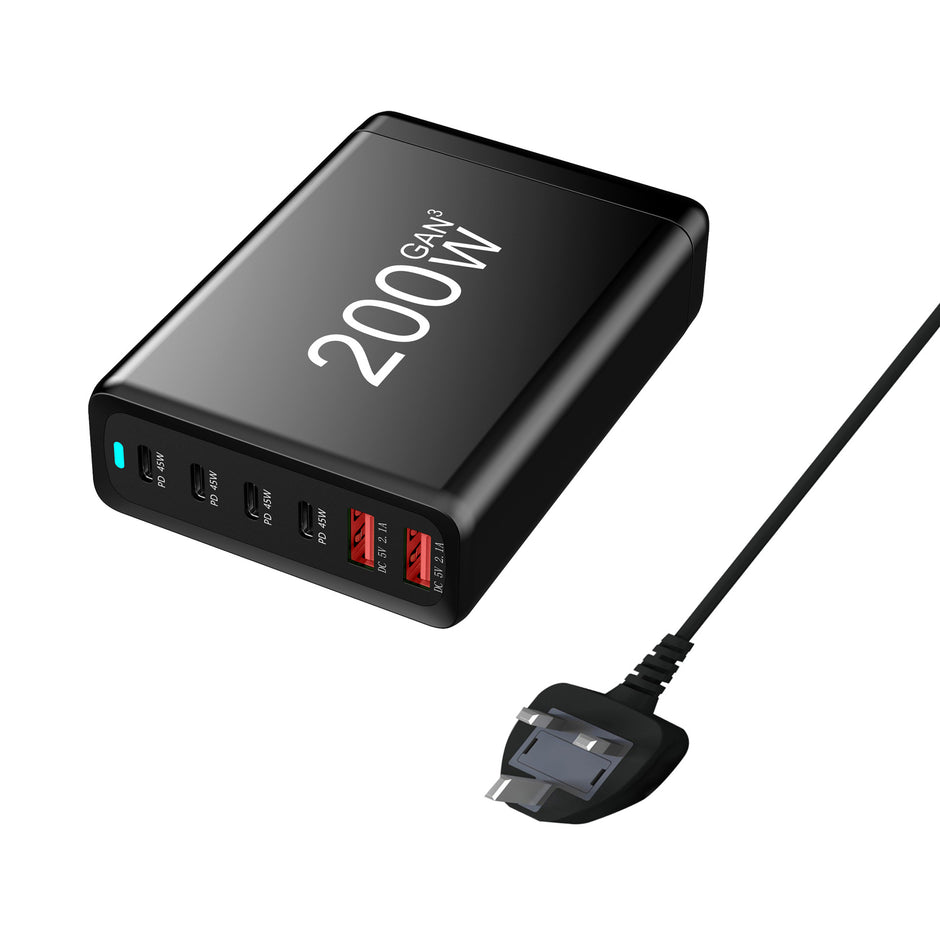 200W GaN High Power Charger - Multi-Device Fast Charging Station