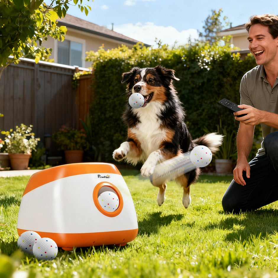 Automatic Dog Ball Launcher - Rechargeable Fetch Machine with Remote Control for Medium to Large Dogs