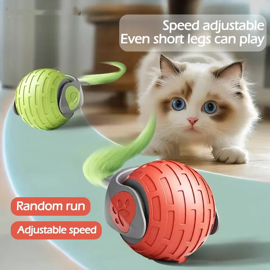 Smart Interactive Cat Toy Ball - USB Rechargeable Auto-Rolling Ball with Intelligent Obstacle Avoidance
