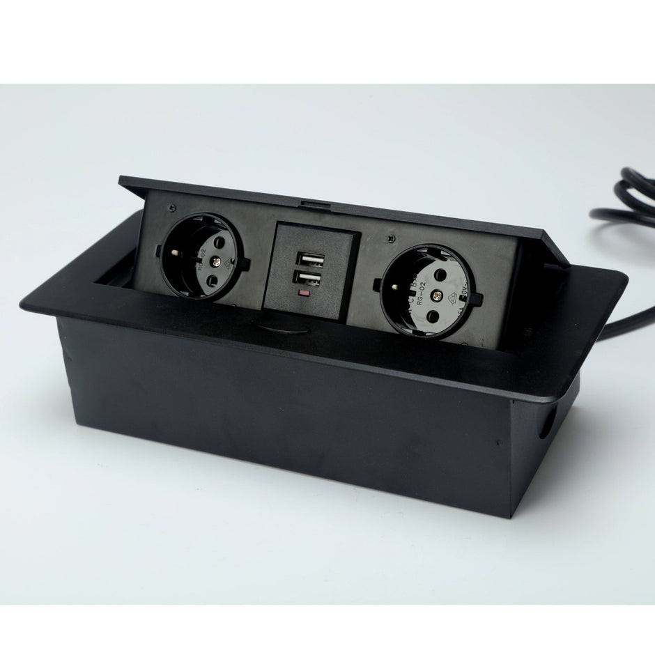 Pop-Up Desktop Power Socket - Hidden Embedded Outlet with USB Ports