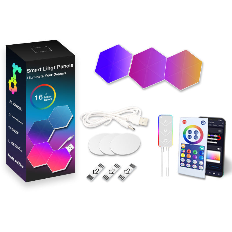 Smart Hexagon LED Lights - Voice & App Control for Gaming Setup