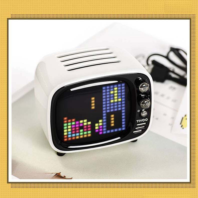 Bluetooth Pixel Alarm Clock Speaker - LED Display with Bass Stereo