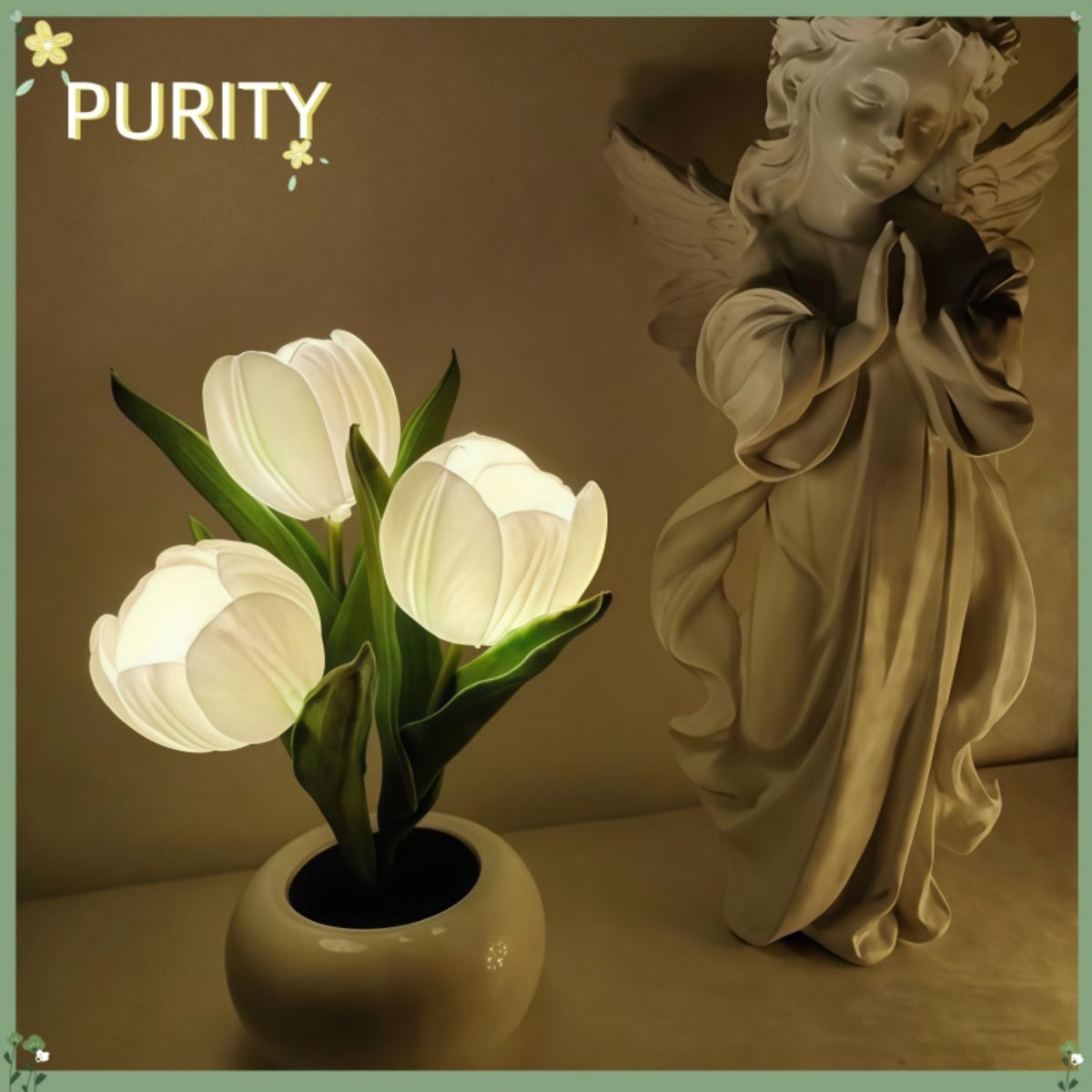 Tulip Lamp - LED Flower Table Lamp with Dimmable Touch Control | USB Rechargeable Night Light