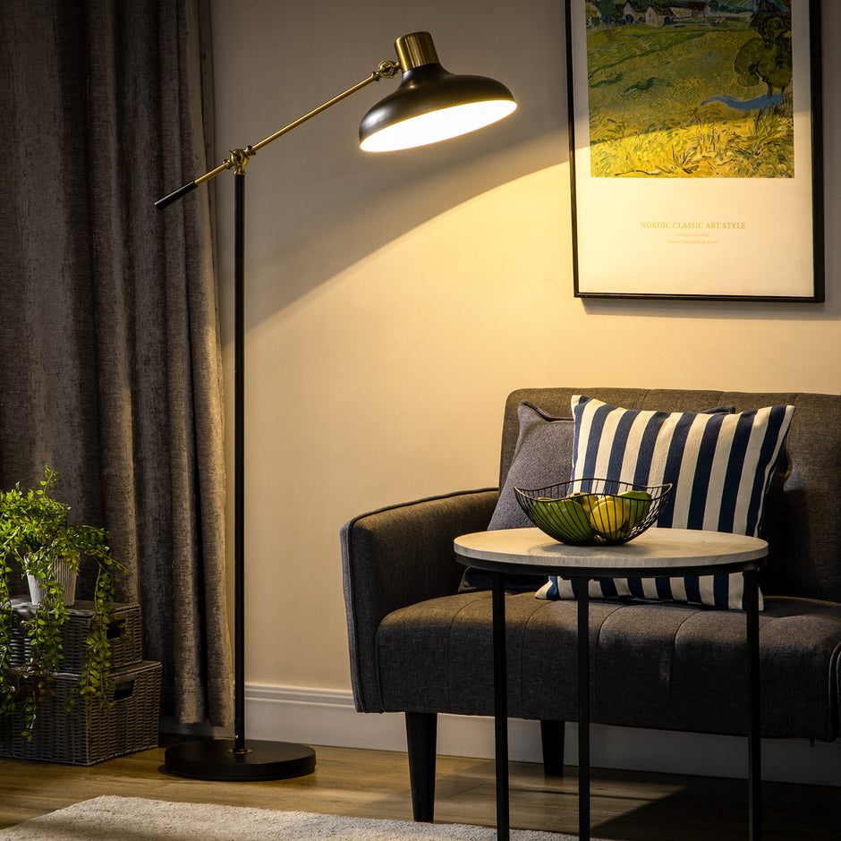 Adjustable Floor Lamp - Industrial Balance Arm Reading Light | 48-65