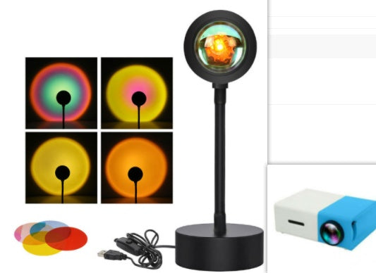 Sunset Projection Lamp - USB LED Night Light | 4 Modes Rainbow Projector for Room Decor & Photography