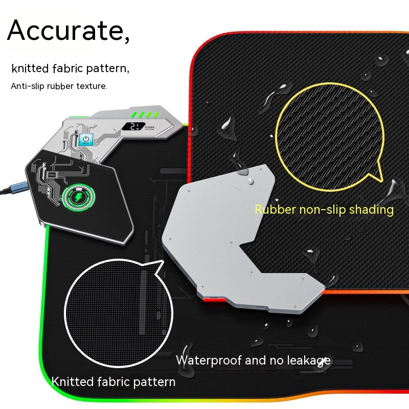 RGB Gaming Mouse Pad - Wireless Charging with USB Hub & LED Lights