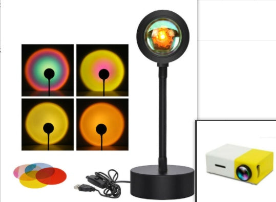 Sunset Projection Lamp - USB LED Night Light | 4 Modes Rainbow Projector for Room Decor & Photography
