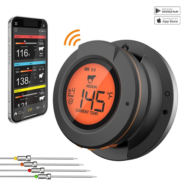 Wireless Bluetooth Meat Thermometer - Digital Food Thermometer for Grilling BBQ Smoking