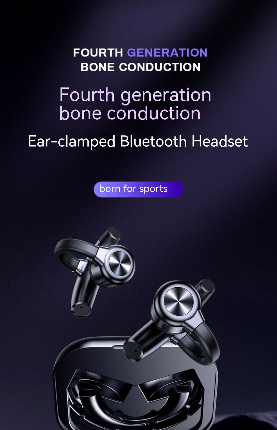 Bone Conduction Clip-On Headset - Wireless Bluetooth Earphones with 8-Hour Battery