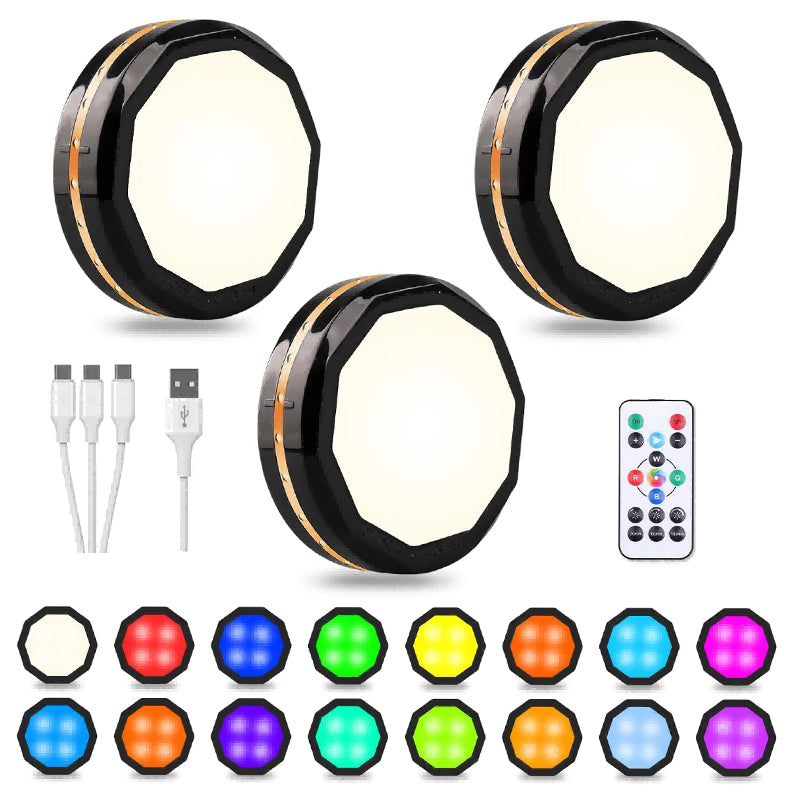 Motion Sensor Lights 3-Pack - Rechargeable LED Under Cabinet Lights | Wireless Closet Night Lights