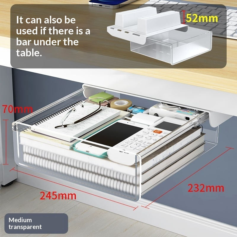 Stackable Storage Box - Transparent Desk Organizer with Lid