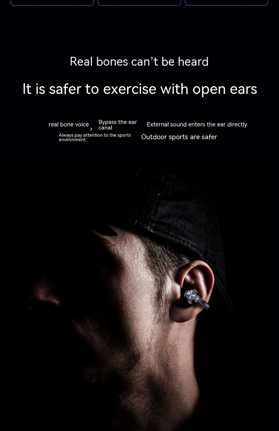 Bone Conduction Clip-On Headset - Wireless Bluetooth Earphones with 8-Hour Battery