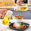 470ML Olive Oil Sprayer Dispenser - 2-in-1 Glass Spray Bottle for Cooking BBQ Air Fryer